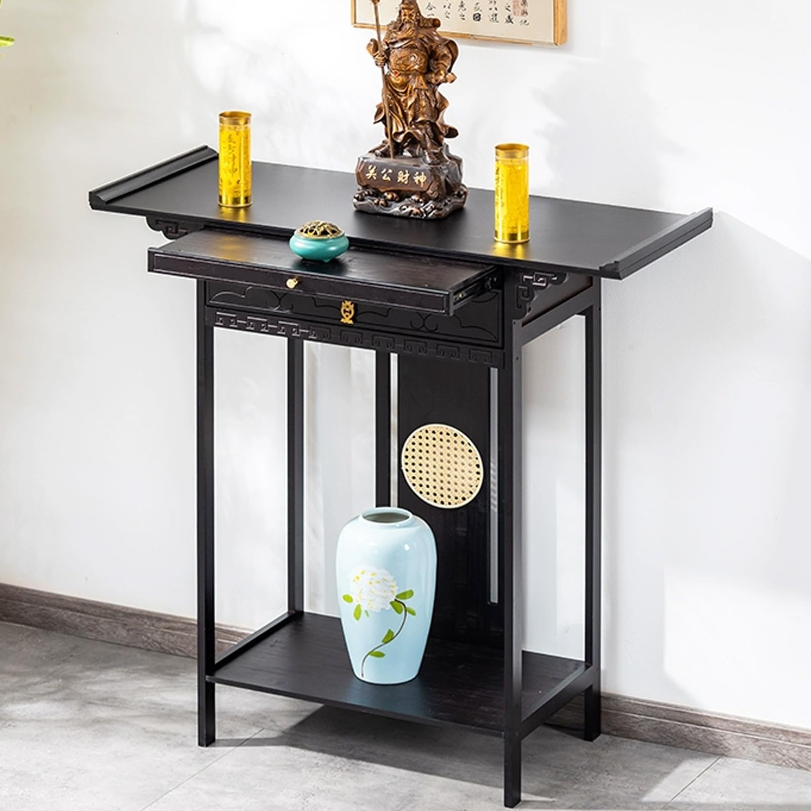 NHPJFDC Meditation Shrine Buddhist Altar Table, Altar Cabinet with Storage, Buddhist Prayer Table, Buddhist Shrine Prayer Stand for Living Rooms, Shrines, Temples(80cm/31.5in)