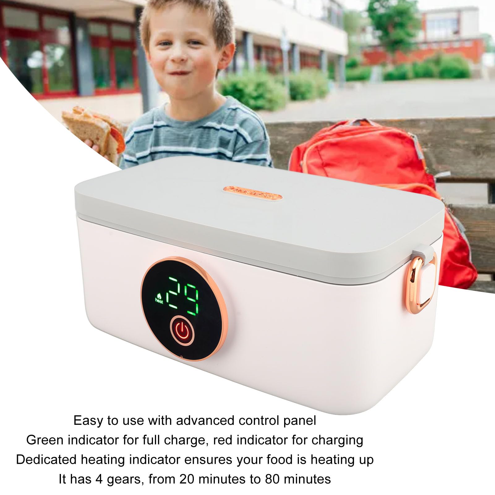 Fockety Scaldavivande Elettrico da Lavoro, Lunch Box Elettrico da 1 Litro per Adulti, Lunch Box Riscaldato USB, Lunch Box Autoriscaldante Senza Fili per Auto, Camion, Ufficio