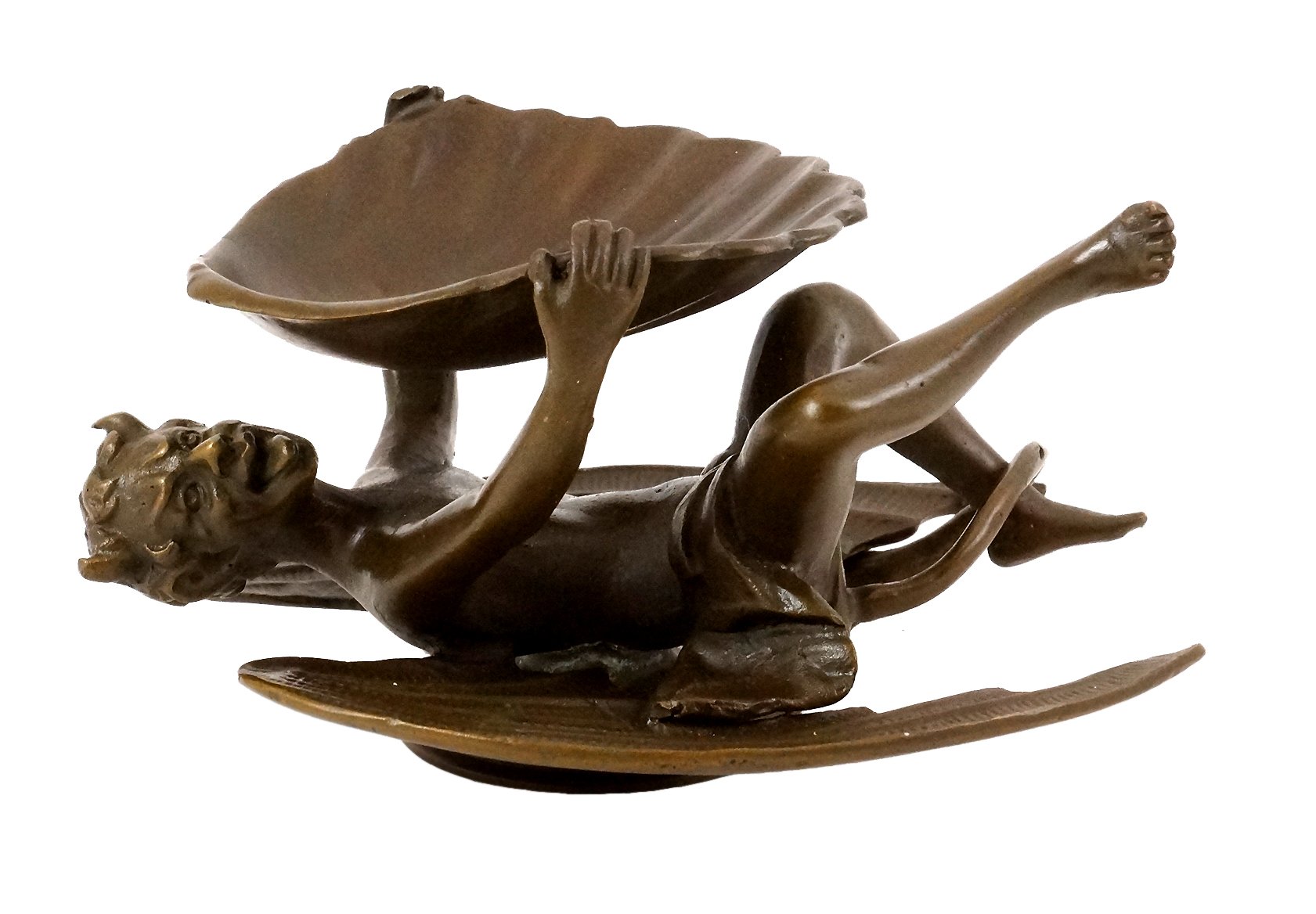 Kunst & Ambiente - Teufel/Faun mit Muschelschale - Wiener Bronzefigur - mit Bergmann-Stempel - Dekorative Statue - Skulpturen online kaufen - Wohndeko - Innen