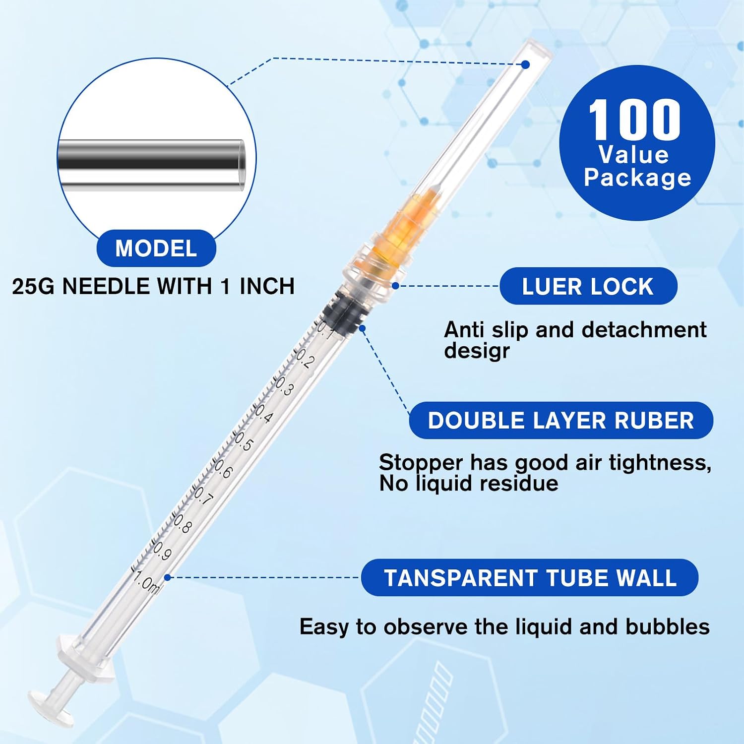 Precision in Every Drop: Review of 100 Pack Luer Lock 1ml Disposable Syringes
