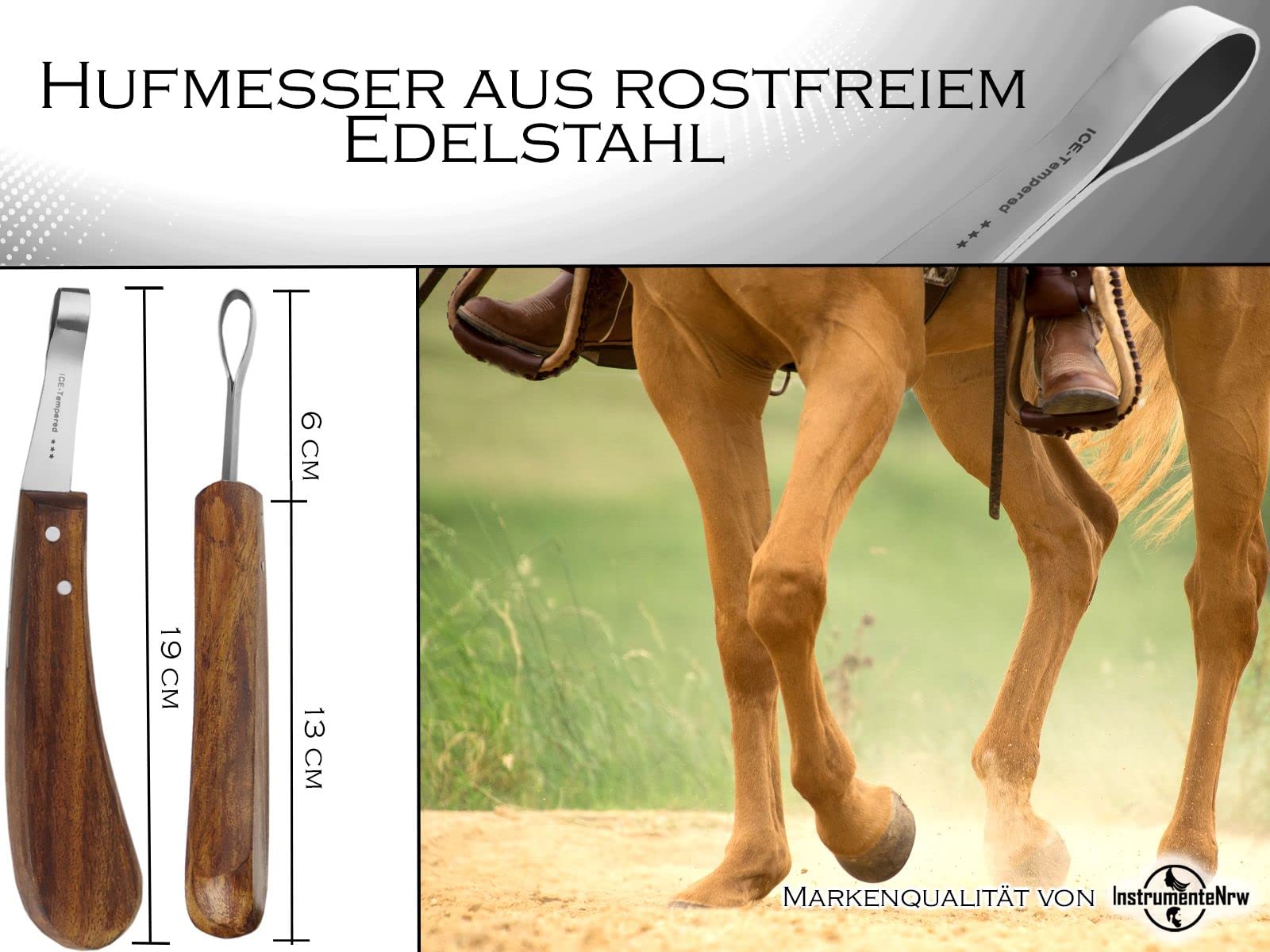 Profi Pferde Hufmesser Set 3-teiliges Hufschneidemesser Set zur Hufpflege