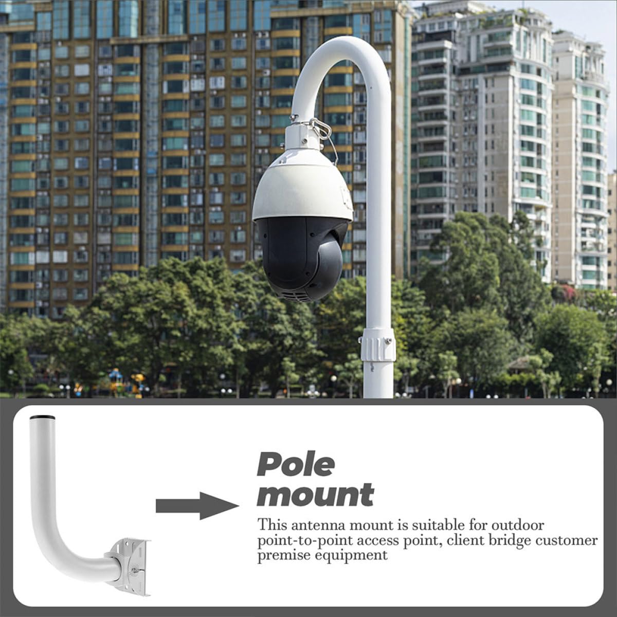 NUOBESTY Support D'antenne en Acier Inoxydable Blanc, Murale Fiable, Réglable pour Installation Extérieure, Mât de Fixation pour Point D'accès sans Fil, Pack de 2 Pièces