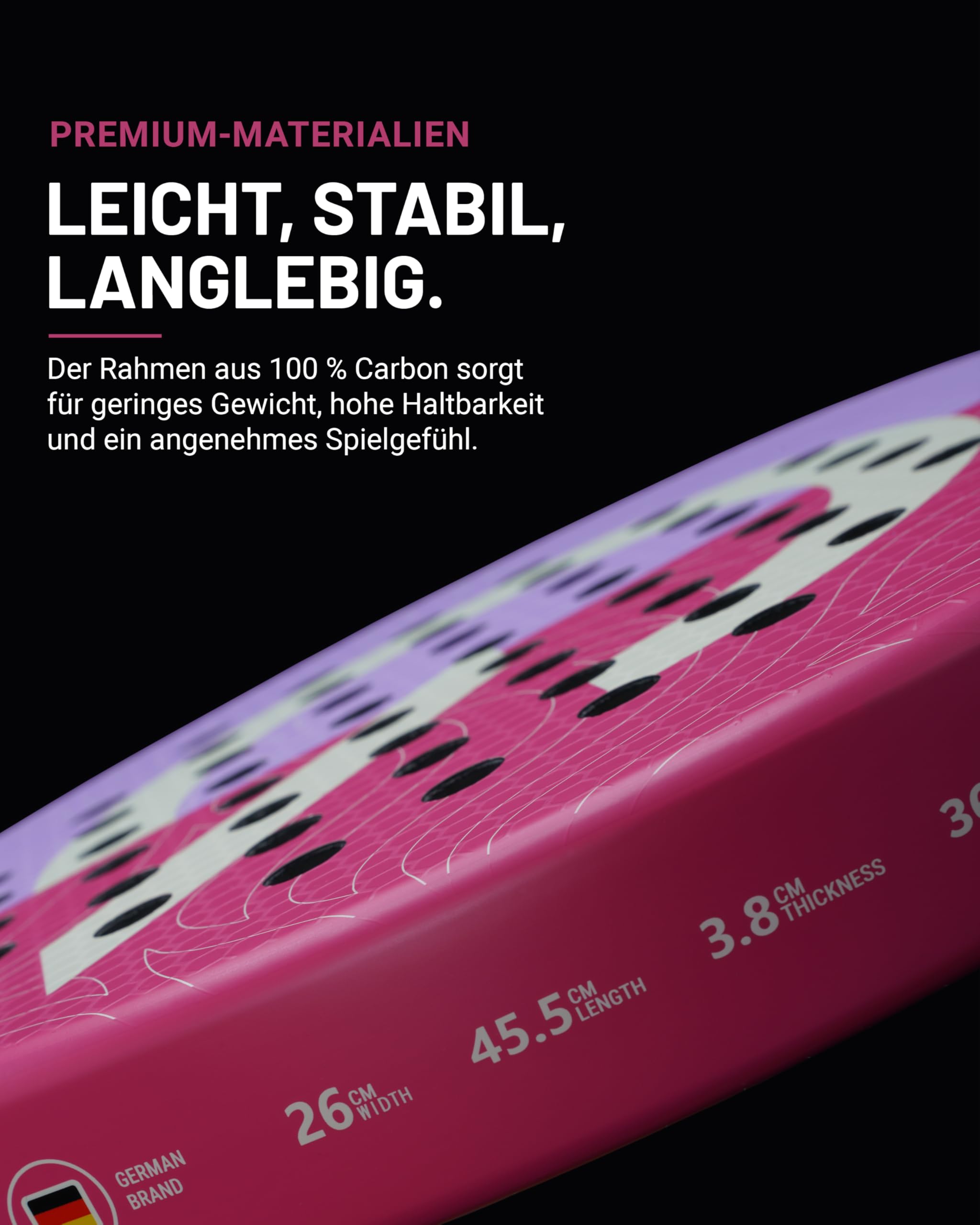 Q Padel C300W Padel Schläger aus 3K Carbon, 360g – Hohe Kontrolle durch Control Sweetspot, präzises Racket für ambitionierte Spieler