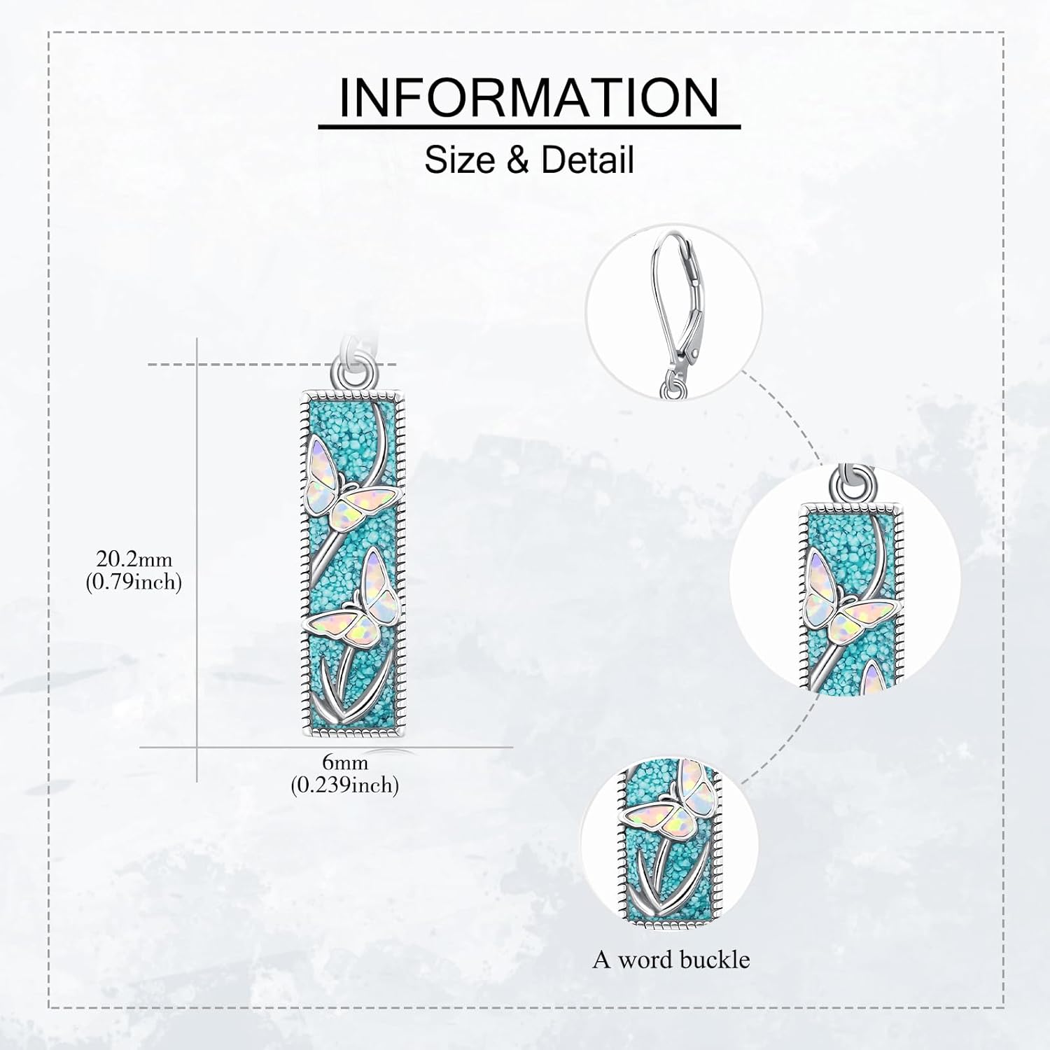 Turquoise Hummingbird/Butterfly/Dragonfly Earrings Sterling Silver Turquoise Drop Dangle Earrings Animal Jewelry Gifts for Women - Image 4