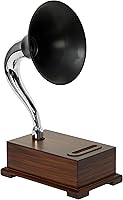 Vista 8 de Gramophone - Altavoz acústico - Amplificador no eléctrico de estilo vintage, soporte para teléfono inteligente y base con acabado negro completo