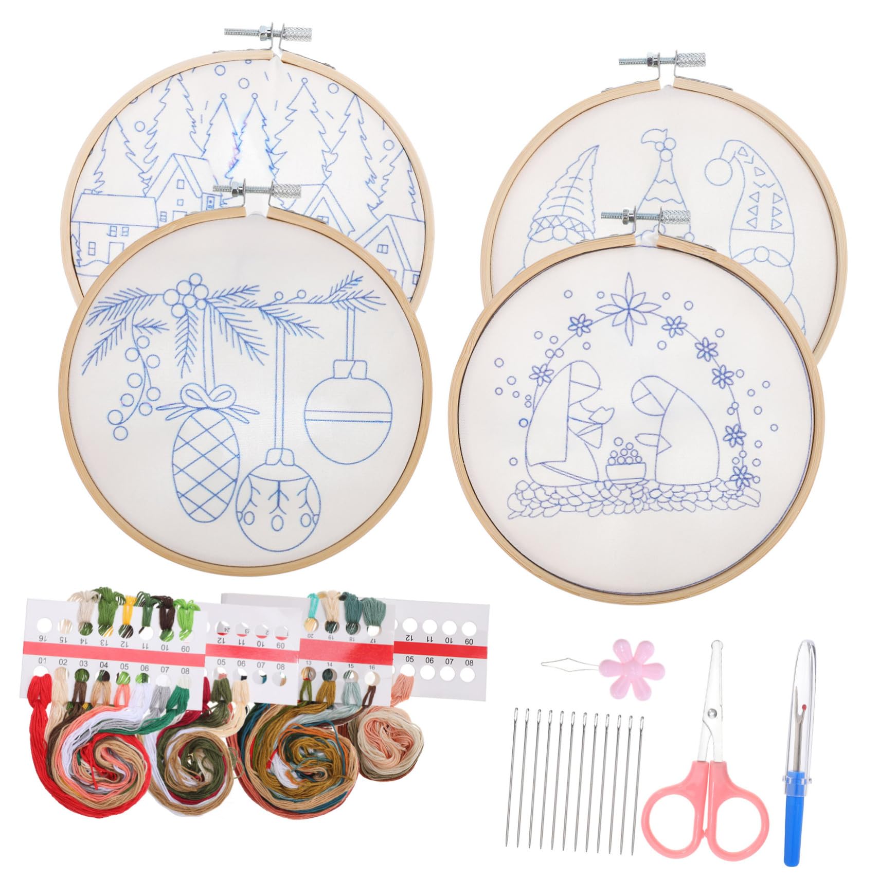 DIYEAH 1set Kit Di Ricamo Natalizio Ornamenti Di Natale Fai Da Te Per Principianti Con Materiali Design Vari Per Decorazioni Festive e Regali Creativi