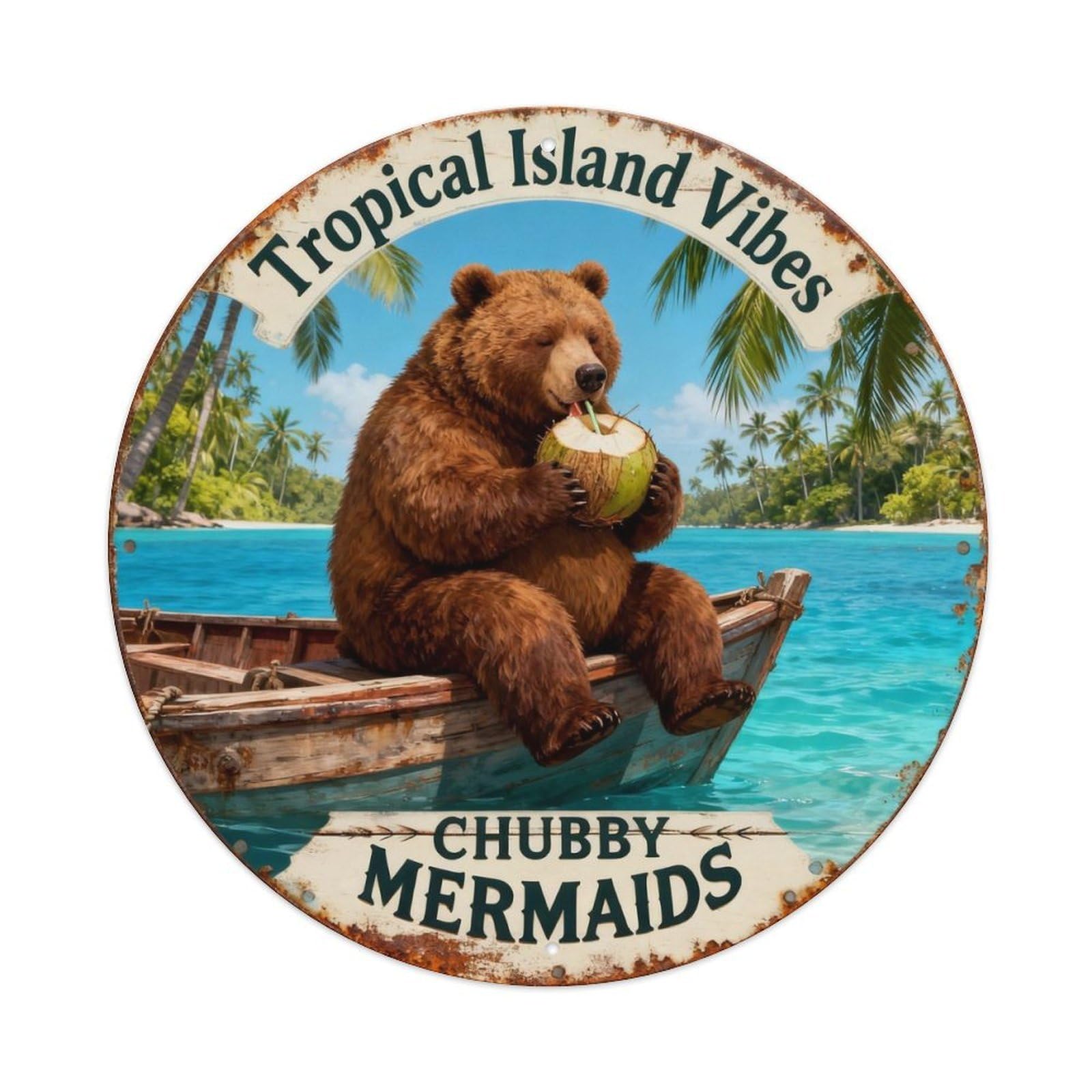 Tropical Island Vibes Sign Metal Tin Sign Plaque