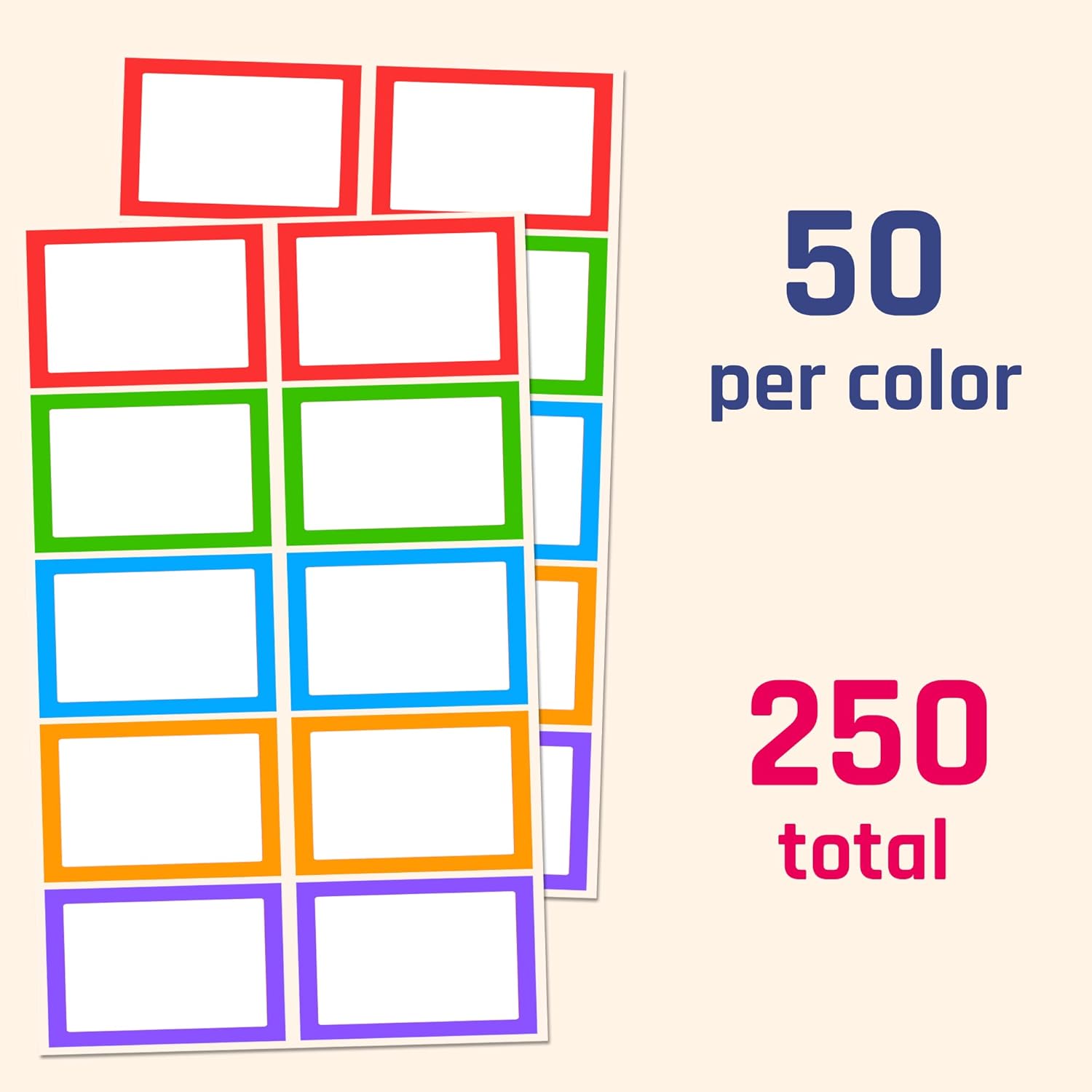 250 Pack, Colored Name Tag Stickers Labels Sheets - 3" x 2" - Image 5