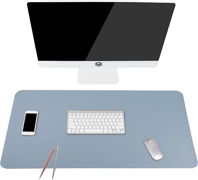 MOLMO Non-Slip Desk Mat, Waterproof Desk Pad Table Protector, Easy Clean Laptop Mat Large Mouse Pad Leather Writing Mat with Suede for Office /Home/Decor (Azure, 60 x 35 cm)