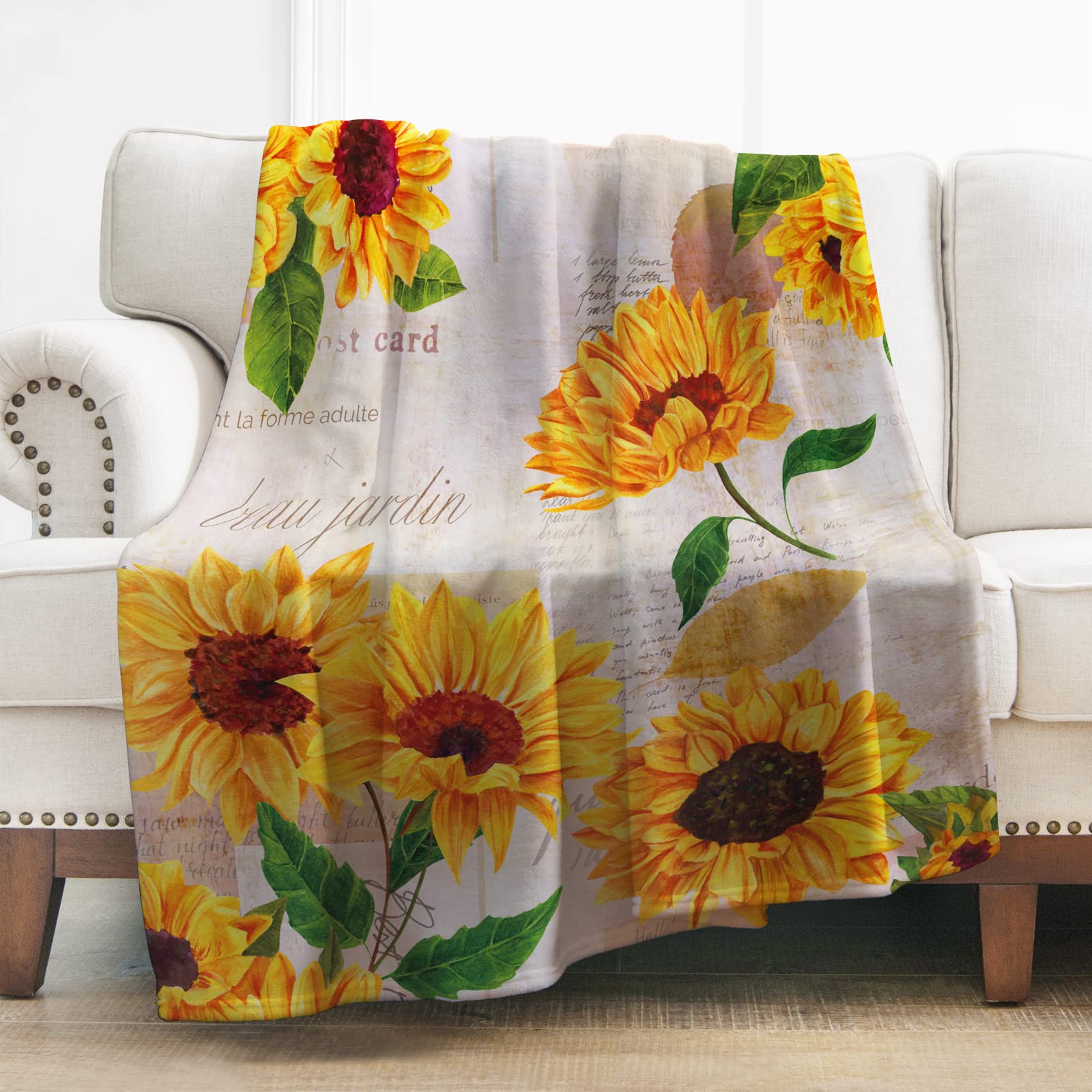 VODRM Manta Manatee Con Girasol, Regalos De Cumpleaños Para Niños Y Adultos, Forro Polar Ligero Y Suave, Para Sofá, Cama, Habitación, Decoración Artística Caprichosa, 60 X 80 Pulgadas