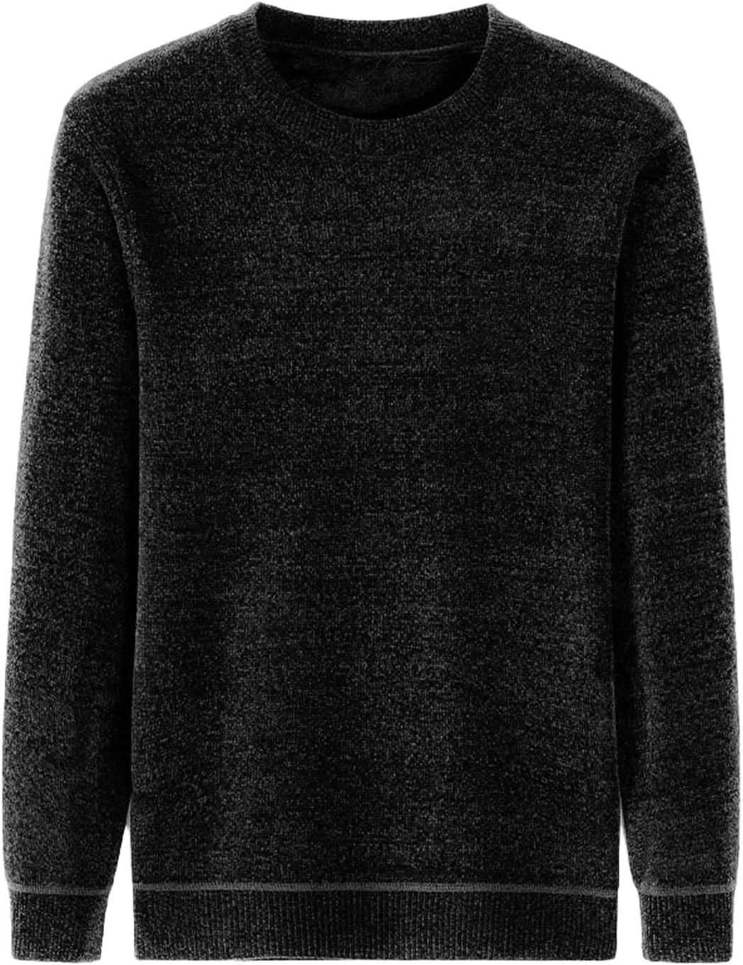 Men's Chenille Crewneck Sweater Long Sleeve Regular Fit Knitted Winter Fleece Pullover Warm Fleece Lined Sweatshirts - Image 3