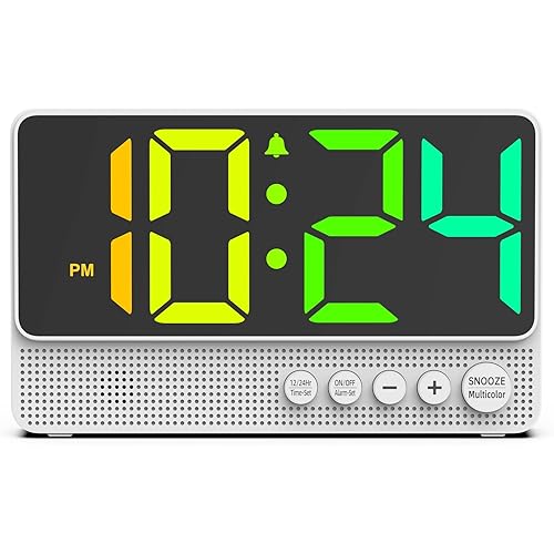 [Simple] Alarm Clock for Bedroom, Small LED Digital Clock with Large Number, RGB Display, Loud Alarm, Modern Electric Cool Clock for Bedside/Desk/Living Room and Kids/Boys/Teens/Seniors/Heavy Sleepers