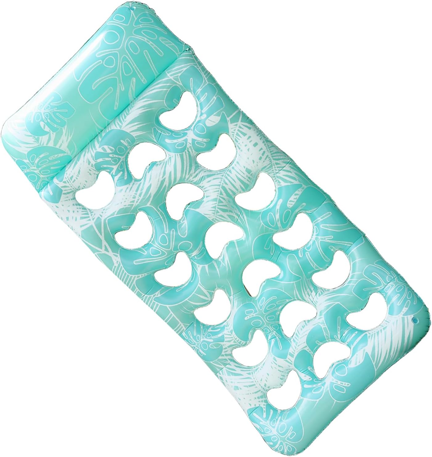Inflatable Pool - Inspired Printed Driftbed, Pool Rafts Rubber Boat, Ergonomic Raised Neck Pillow Platform, Reinforced Seam Floating Water Hammock Stability | for Resort Seaside Vacation Lake
