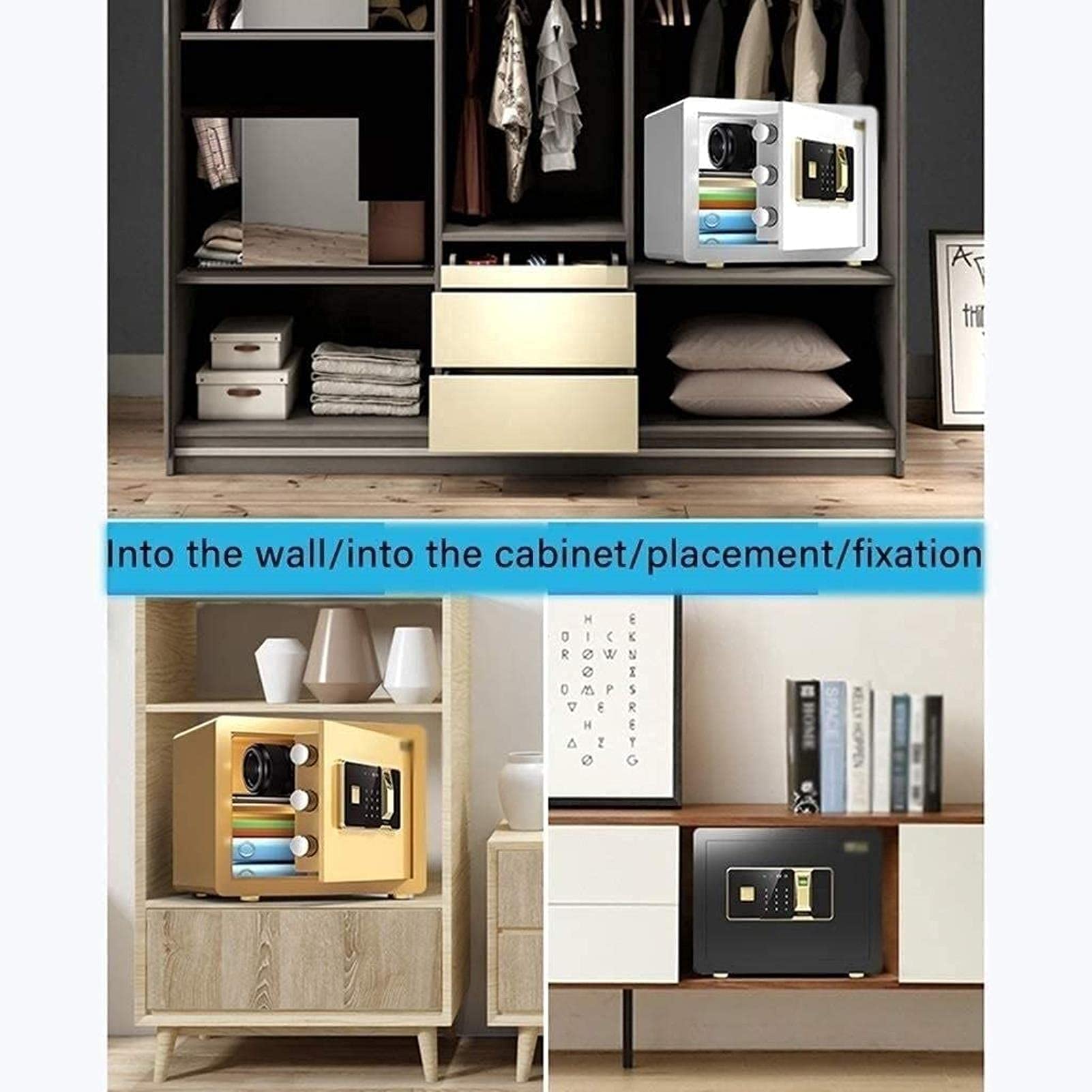 XJBTBA S, gabinete de Pared Invisible, Caja Fuerte electrónica pequeña con contraseña, Caja Fuerte antirrobo de Acero, Caja Fuerte para el hogar Inteligente en Efectivo