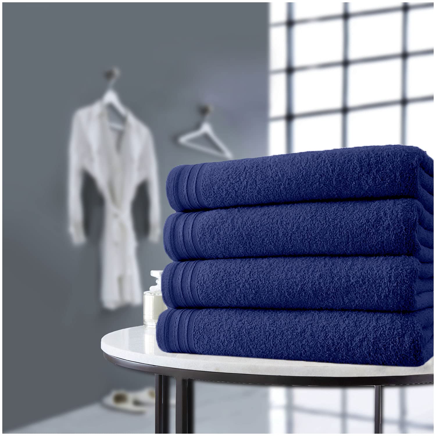 Gc Gaveno Cavailia Navy Premium 4 Pack Wilsford Bath Sheet 450 Gsm Super Soft Absorbent Egyprian Cotton Sheets Set, 75X135 Cm,