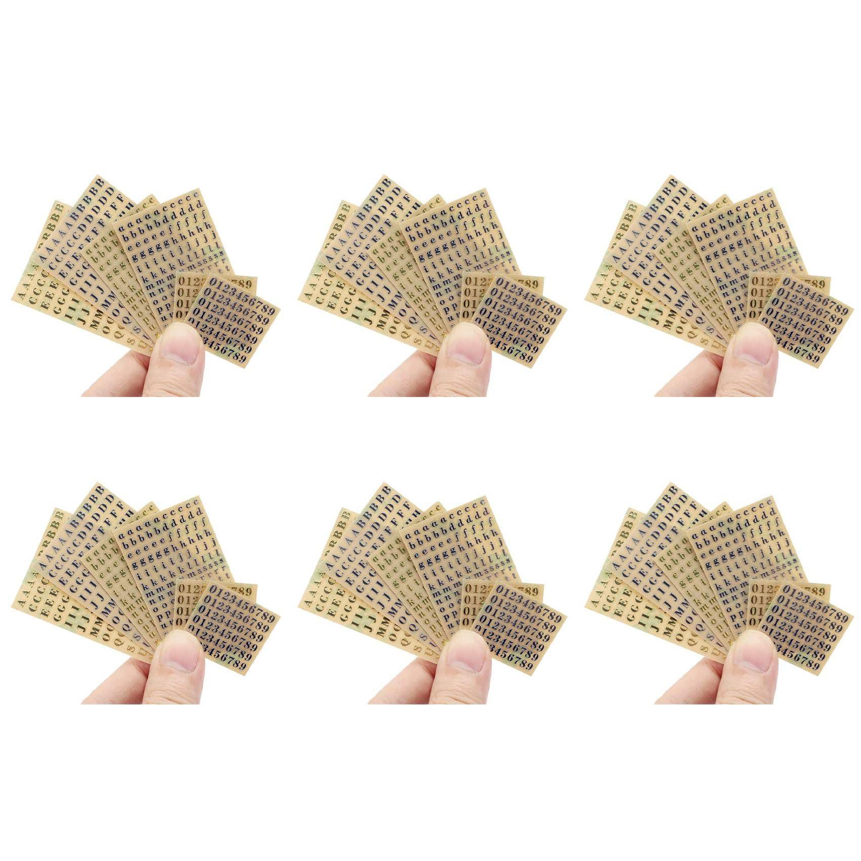 Vjsujehgy 36 Sheets Small 0.12 Inch Alphabet Number Stickers Glitter Alloy Self Adhesive Letters Stickers Gold/Silver (3mm)