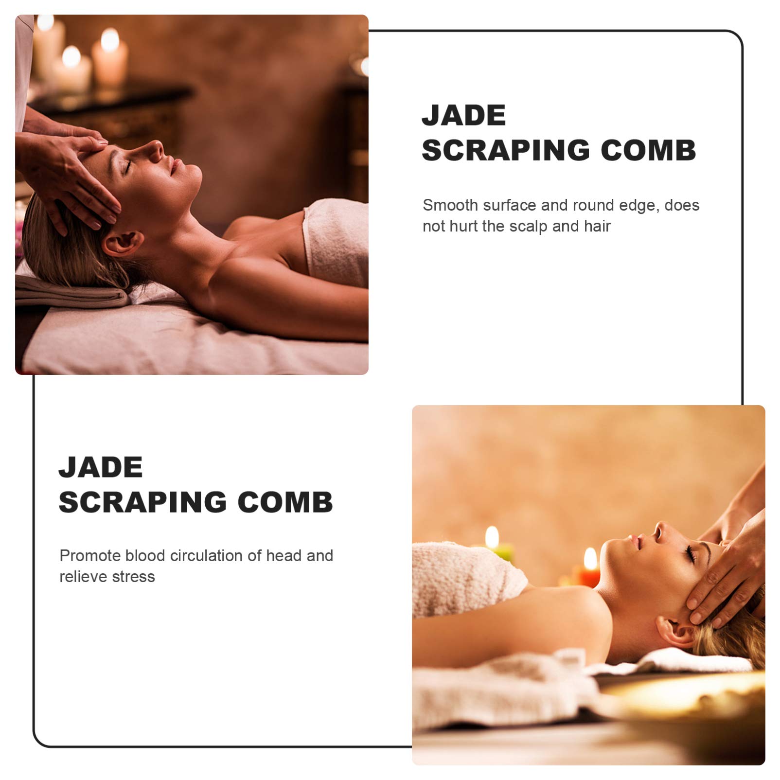 LALAFINA 3piezas Jade Stone Scraping Comb Para Masaje El Cabelludo Herramienta De Gua Natural Para Relajación y Masaje y Cuidado Personal