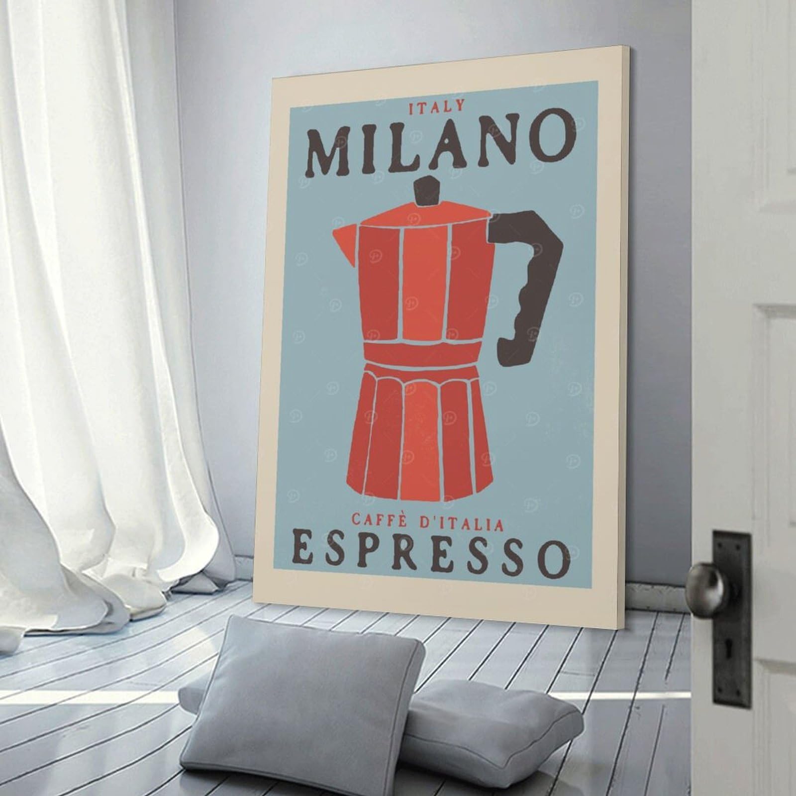 Junmoney Room Decor Wall Art Milano Espresso Cafe, 24x36inch(60x90cm), for Home Lounge, Bedroom Or Reading Nook, Eye Catching Artwork for Blank Walls
