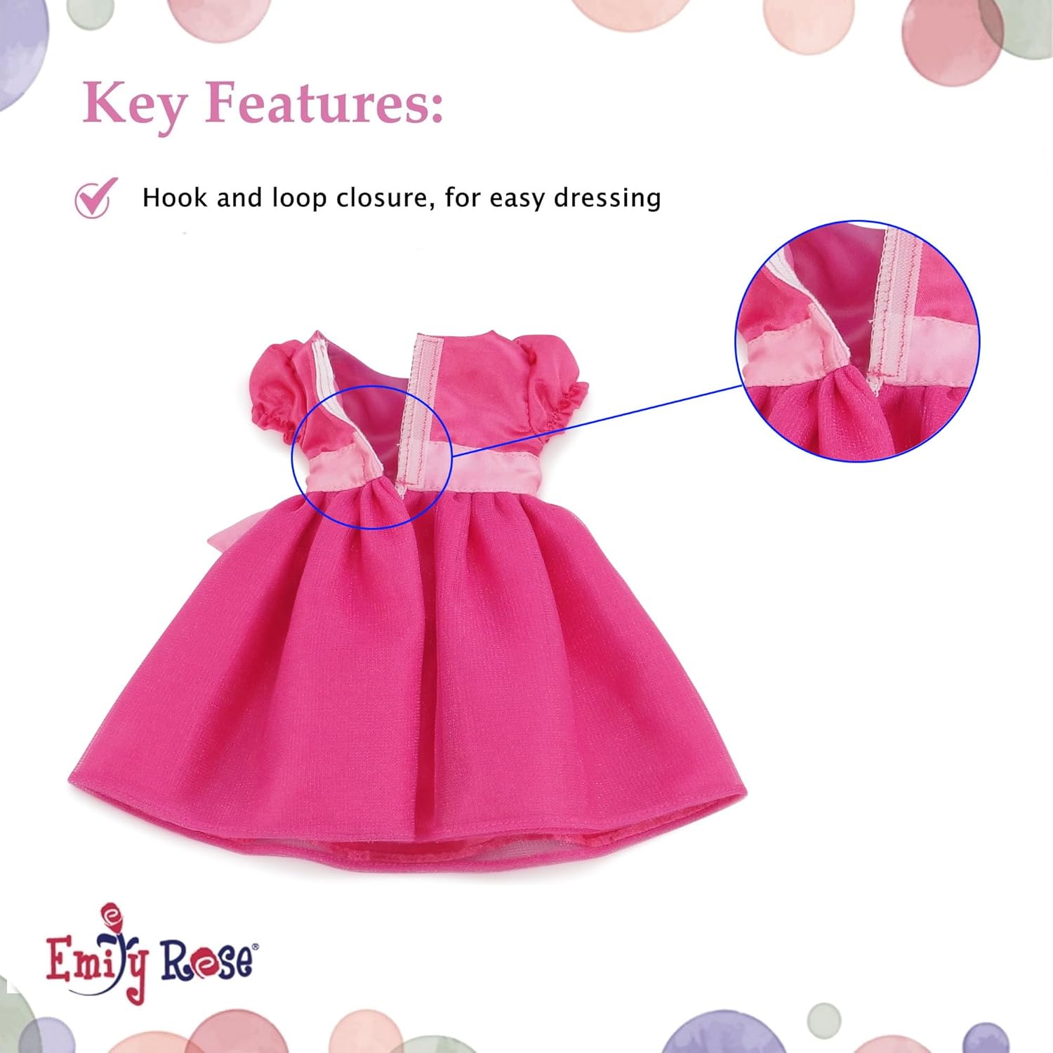 Emily Rose 14.5 Inch Doll Beautiful 14" Doll Jeweled Pink Party Dress, Includes Matching Headband Accessory | Perfect for Valentine's Day!