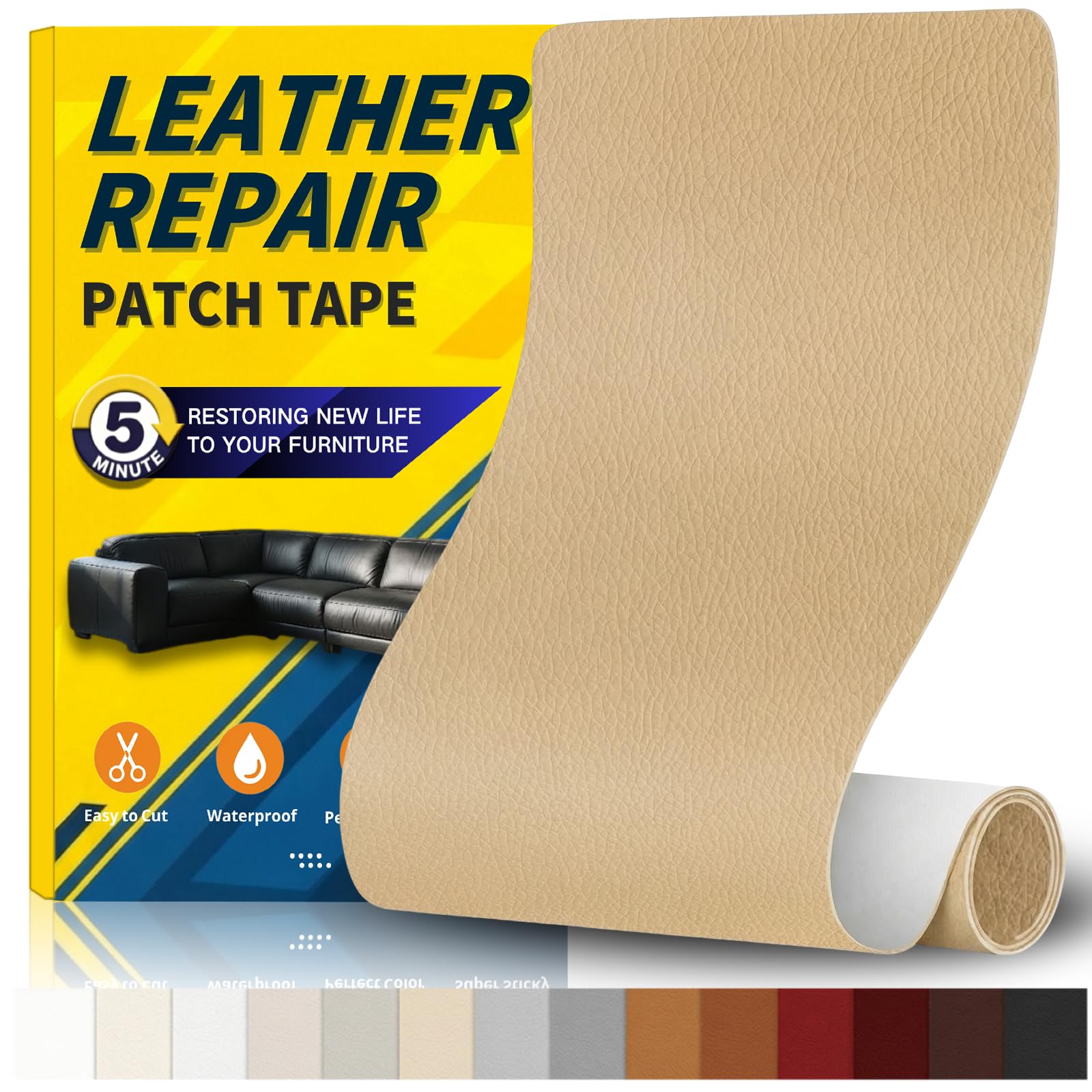 Gelaisi Leder Reparatur Set, Kunstleder Selbstklebend, Kunstleder-Reparaturset