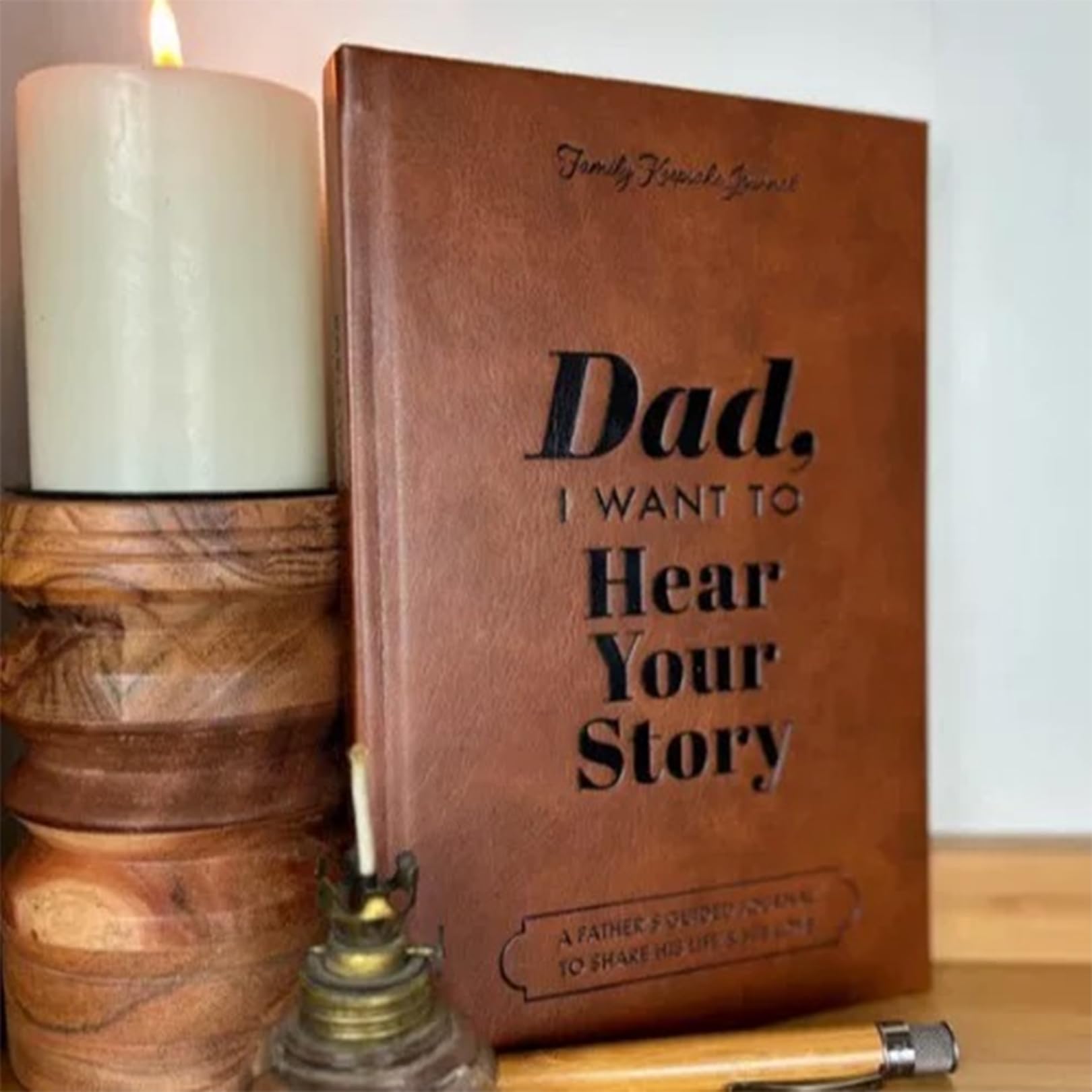 The Notebook A5 Notepad Journal,PU Leather Hardback Notebooks,Portable School Supplies,for Office Home Business Writing & Note,Dad I Want to Hear Your Story,Brown Write Notepads,Diary,5.8in×8.4in - Image 4