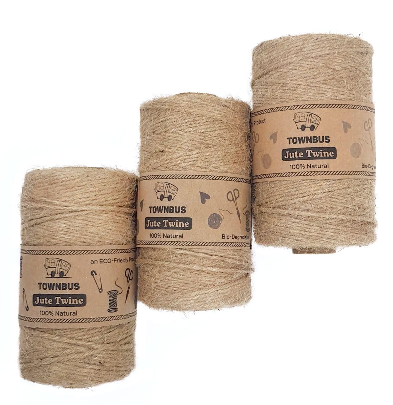 TOWNBUS - 300 Meters (3 x 100 MTS) of 3 ply Raw Natural Jute Cord | Twine for Arts and Crafts, Packaging Rope, String for Gifts, DIY Crafts, Decoration, Bundling, Gardening. (B0CBV1YL2F) Amazon Price History, Amazon Price Tracker