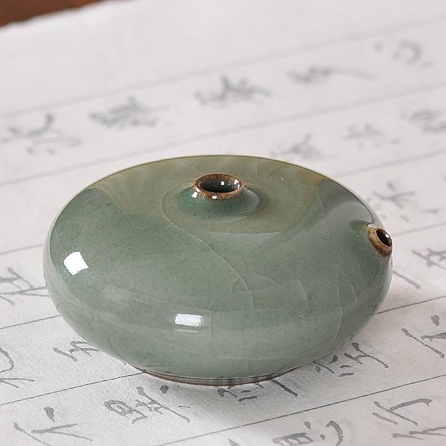 白磁円形水滴　柏岩作　書道　硯 白磁円形水滴 柏岩作 書道 硯 アパレル通販サイトランキング