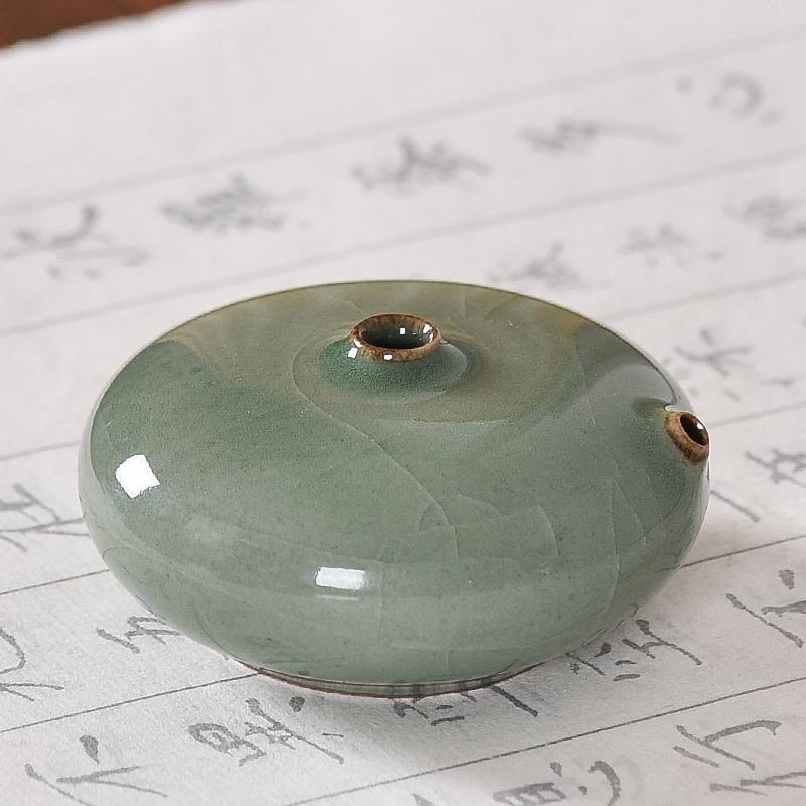 Amazon.co.jp: 水滴型硯, 白, 丸型, 多機能, セラミック, 蓋付き