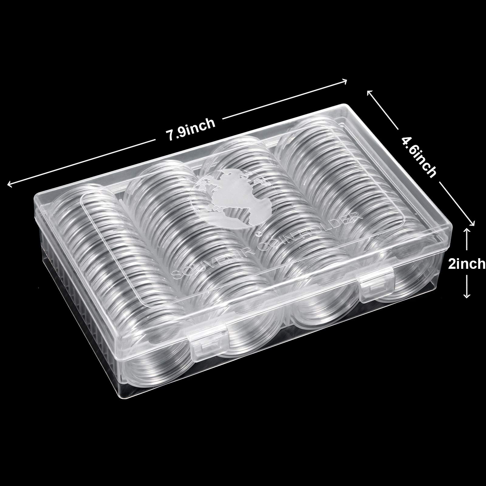 AITIME Soporte para cápsulas de monedas de 41 mm, 60 piezas de colección de monedas de dólar plateado con junta de espuma, caja de monedas redonda transparente para coleccionistas, caja de