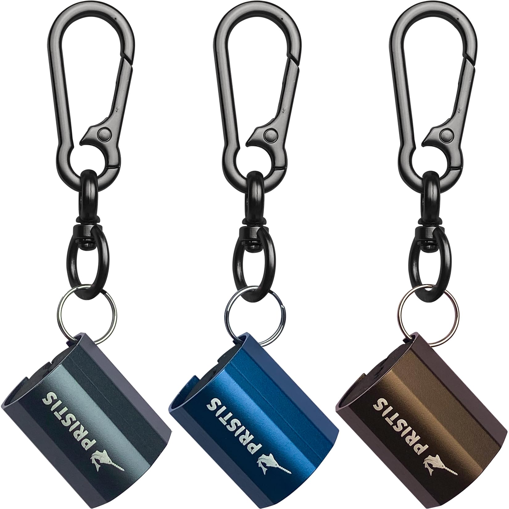 Pristis 3 Pack Fishing Rod Clips, Wearable Rod Holders with Keychain, Portable Hand-free Stainless-steel Fly Fishing Pole Accessory Tackle with Carabiner, Rustproof Durable Assistant Tool Gear