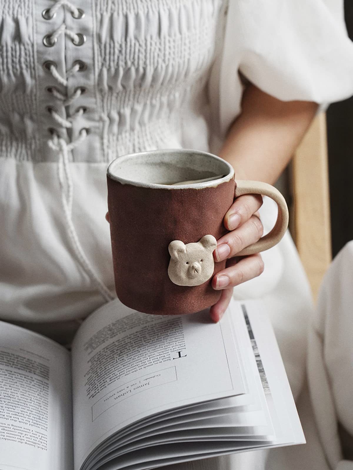 Tazza da caffè in ceramica Tazza da tè con orso di cartone animato retrò Tazza da caffè in ceramica fatta a mano Tazza da succo di latte Regalo di compleanno per ufficio e casa