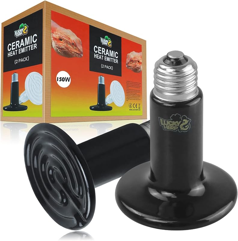 Lâmpada de Aquecimento Cerâmica para Terrário LUCKY HERP 150 W, sem Emissão de Luz, Pacote com 2