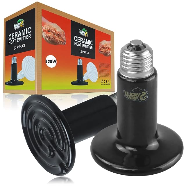 LUCKY HERP 150W Ceramic Heat Emitter Reptile Heat Bulbs Ceramic Heat Lamp for Reptiles Amphibian Chicken Dog Cat