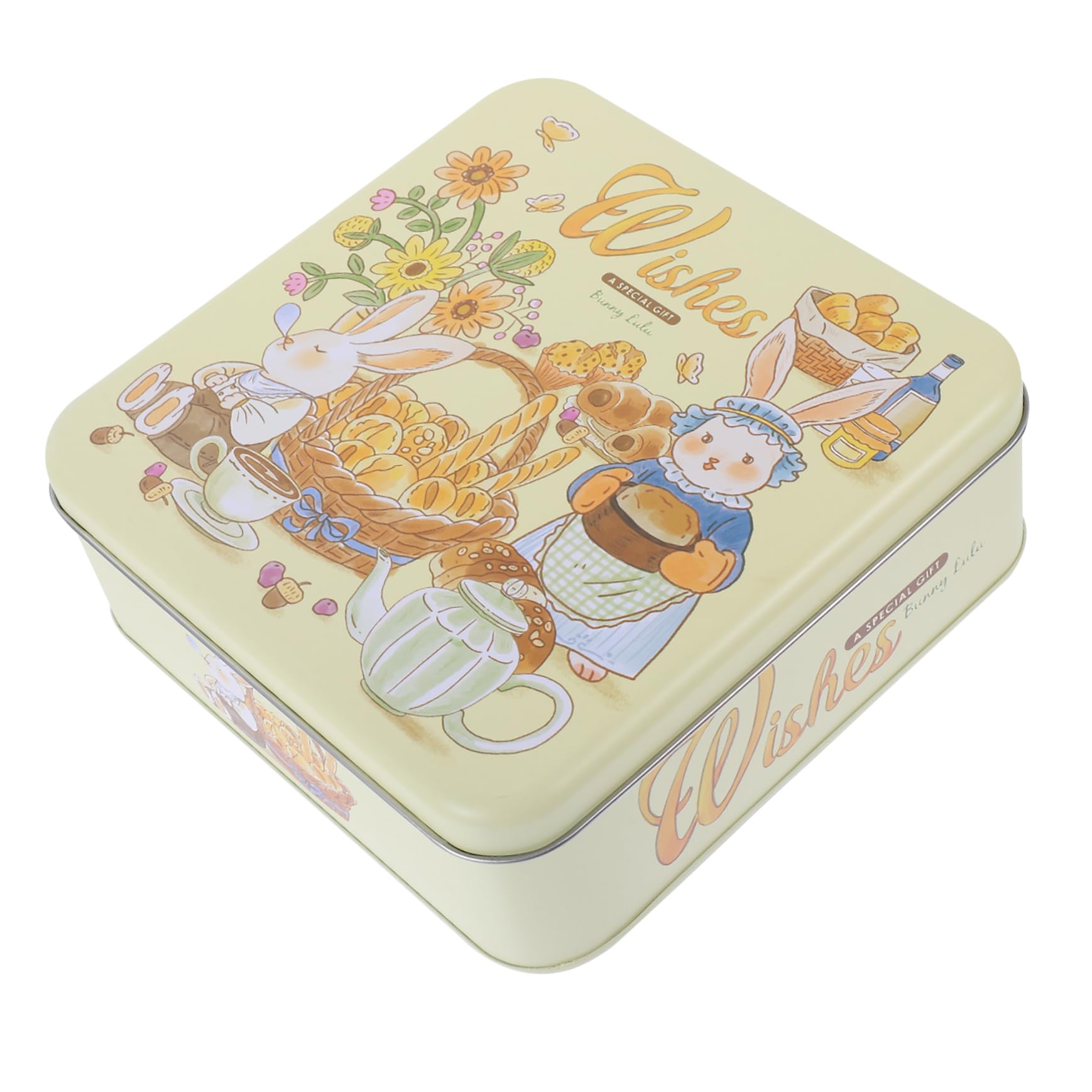 UTHCLO Box Square Tin Box Cookie Tin Candy Container Cookies Gift Tin Candy Storage Holder Cookie Wrapping Case Candy Tins Cookie Tins Storage Jar Tinplate