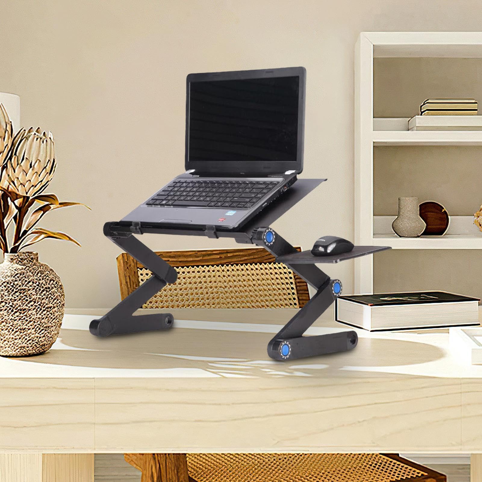 per laptop Scrivania, Tavolo per laptop, Supporto per | laptop con vassoio per computer regolabile, Tappetino per mouse da scrivania pieghevole antiscivolo incluso per laptop e