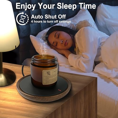 Miniatura 3 de Calentador de taza de café, calentador de velas, estilo de grano de madera, calentador de cera para cera perfumada, calentador de café eléctrico