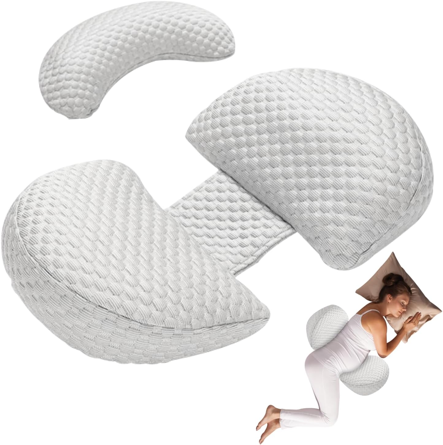Pregnancy Pillow for Pregnant Women, Baby Bub Maternity Pillow with Detachable and Adjustable Pillow Cover, Pregnancy Body Pillow Support Back, Legs, Belly, HIPS Grey