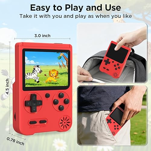 Miniatura 4 de Videojuegos de mano retro, precargados 500 videojuegos retro (rojo)