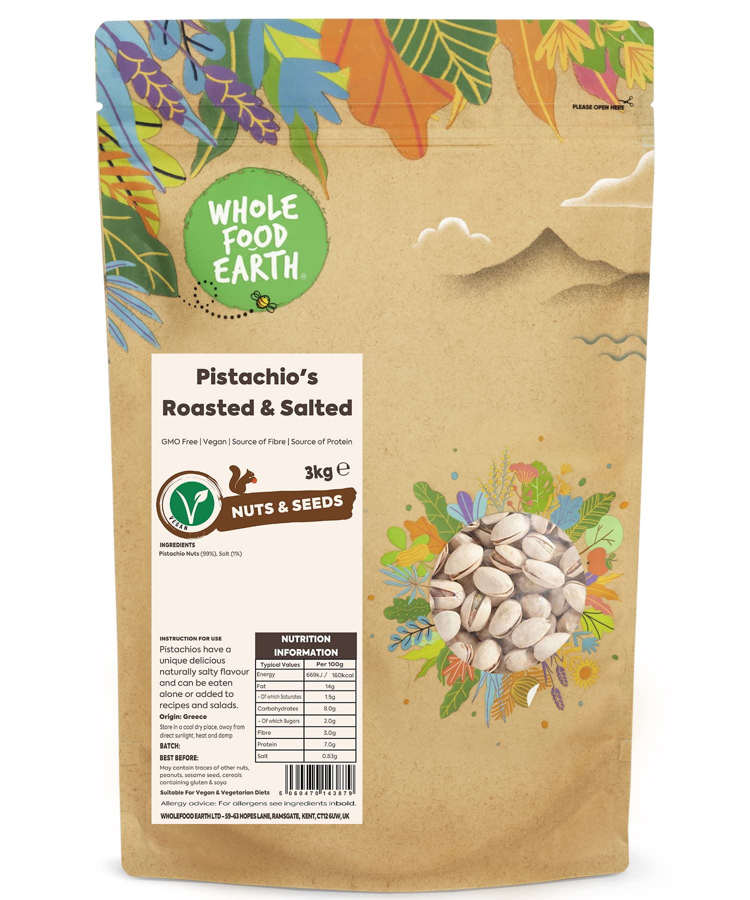Wholefood Earth - Roasted and Salted Pistachio's, 3 kg