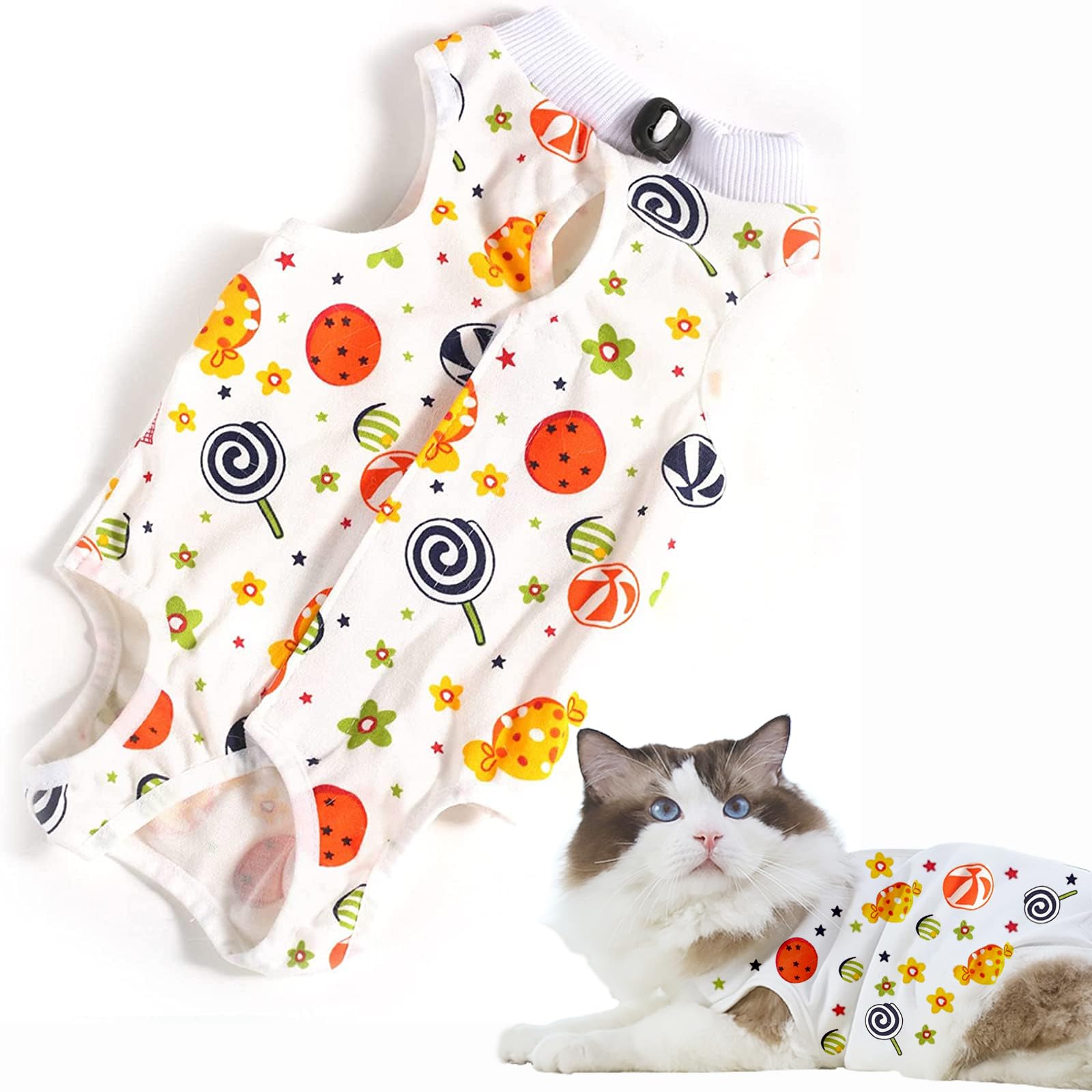 Cat Professional Recovery Suit,Body Suits for Abdominal Wounds or Skin Diseases,E-Collar Alternative for Cats, Onesie Cat Clothes After Surgery Collar & Cone Alternative — image 1