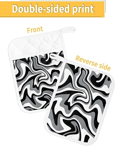 Miniatura 2 de Juego de 5 agarraderas de tela de rizo antideslizantes y aislantes de calor con bolsillo, guantes de horno gruesos y calientes, posavasos para