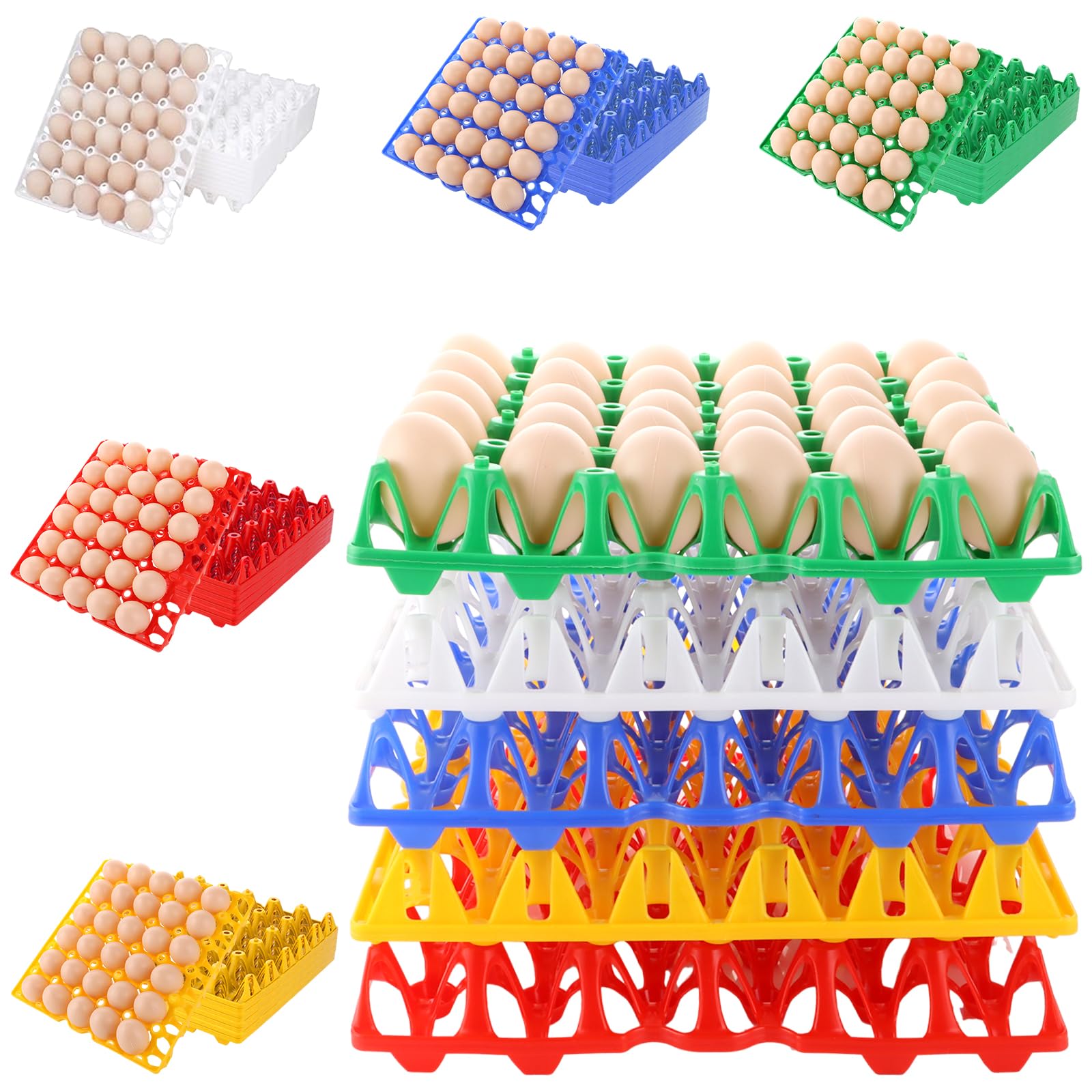 20 scatole per uova per 30 uova, in plastica, per la conservazione e il trasporto (5 colori)