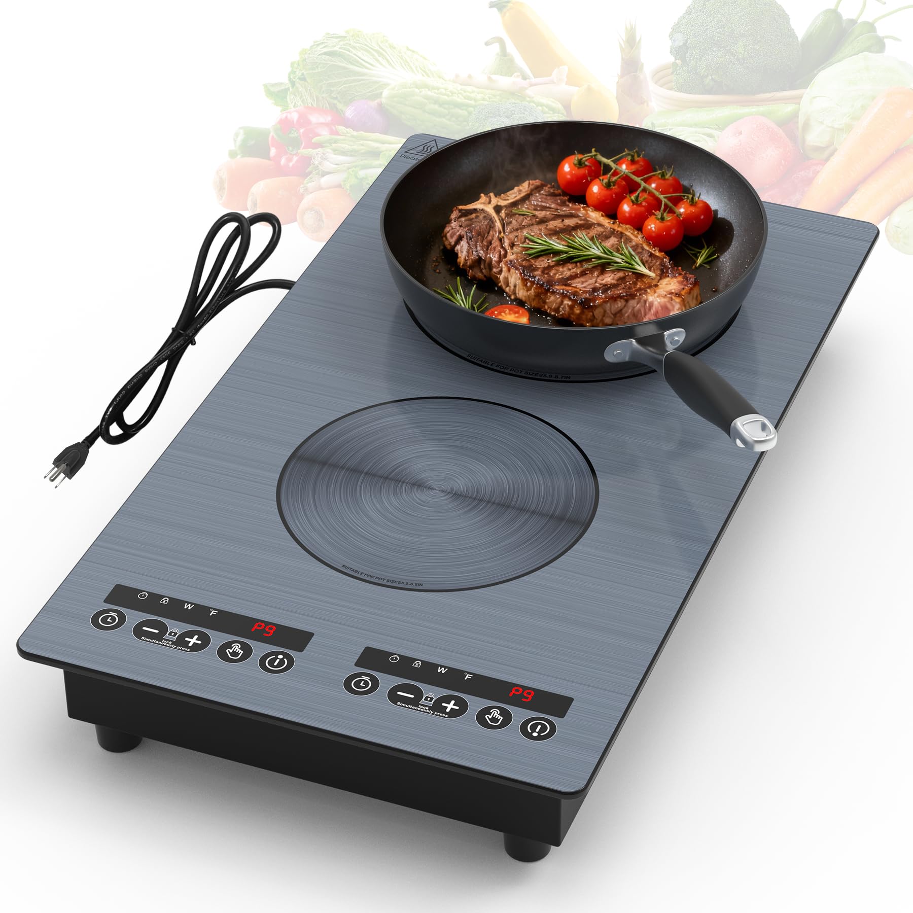Photo 1 of VBGK induction cooktop,110V 2300W double burner hot plate with LED touch control, 9 Power Levels, Kids Lock & Timer, Overheat Protection,2 burner induction cooktop