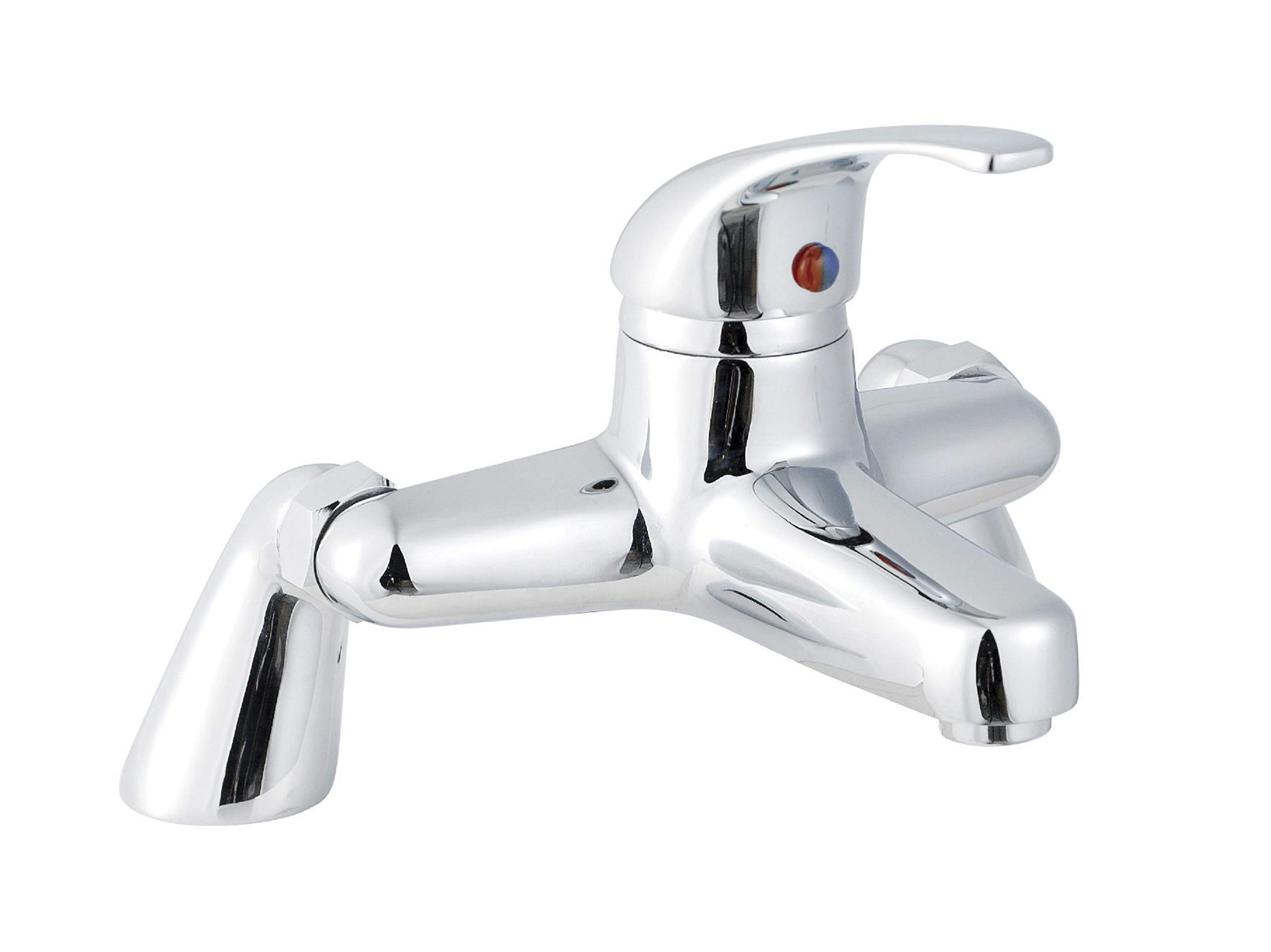 DTY303 Eon ǀ Modern Bathroom Round Single Lever Deck Mounted Bath Filler Tap, Chrome, 192mm x 190mm