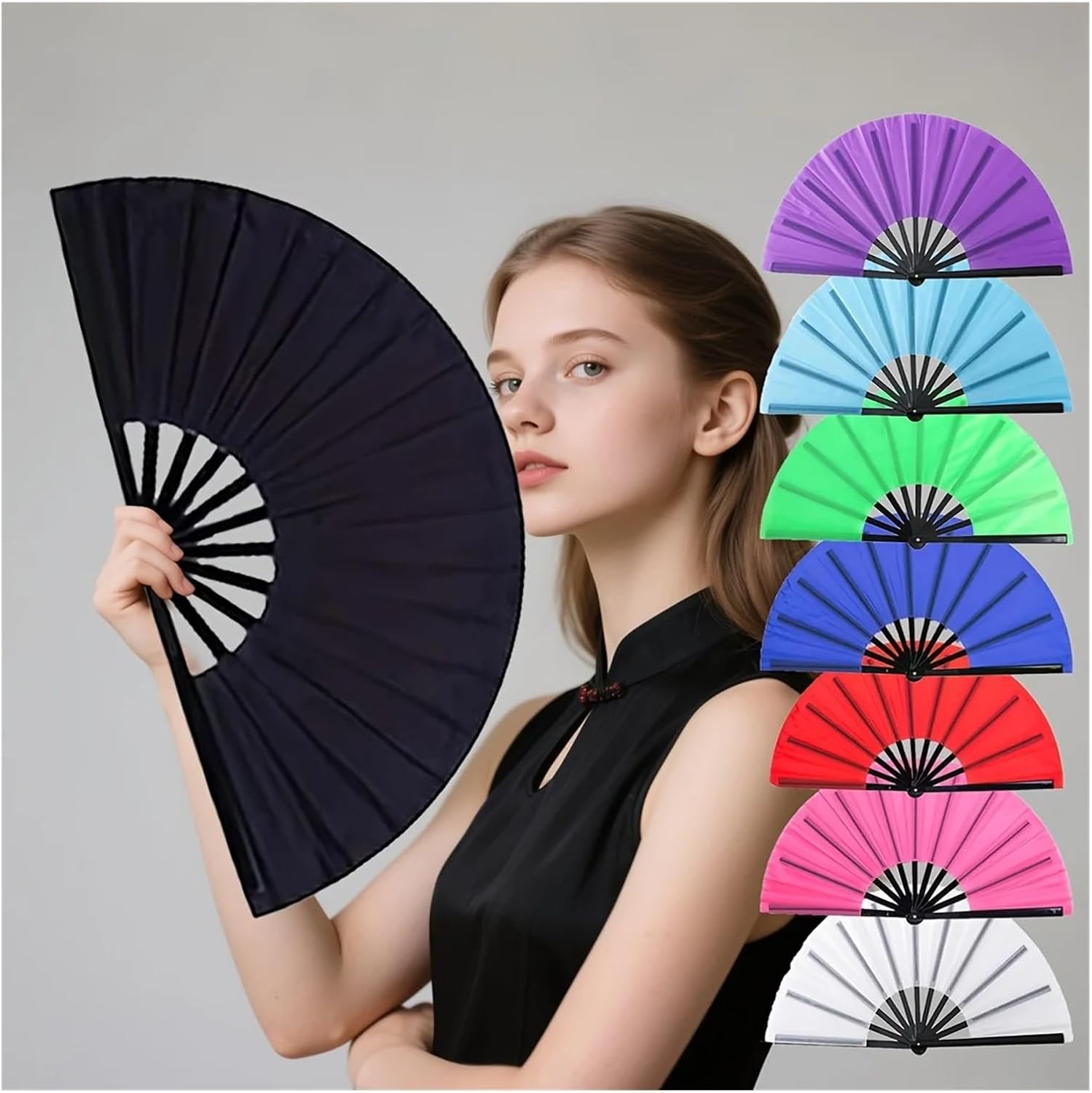 6pcs Folding Fans Plastic Handheld Multi-color Sports Fans Performance Wedding Party Accessories