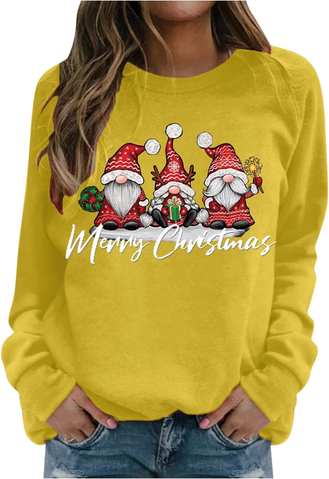 Halloween Hoodies for Women, Women Sweatshirt Merry Christmas Round Collar Long Sleeve Print Easy Top Pullover Womens Hoodies Blue Clearance