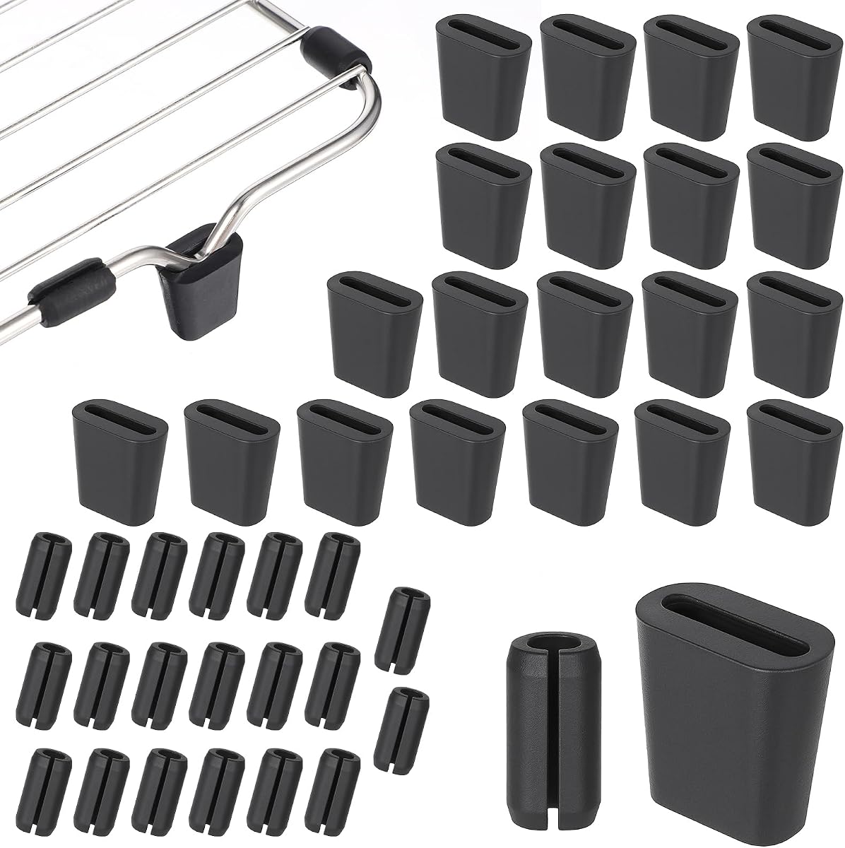 40 PCS Heavy-Duty Kitchen Sink Rack Wire Protective Feet, Rubber Feet for Sink Grid, Non-Slip Bumper Replacement Parts for Sink Grate, Kitchen Wire Protective Rack (Black)