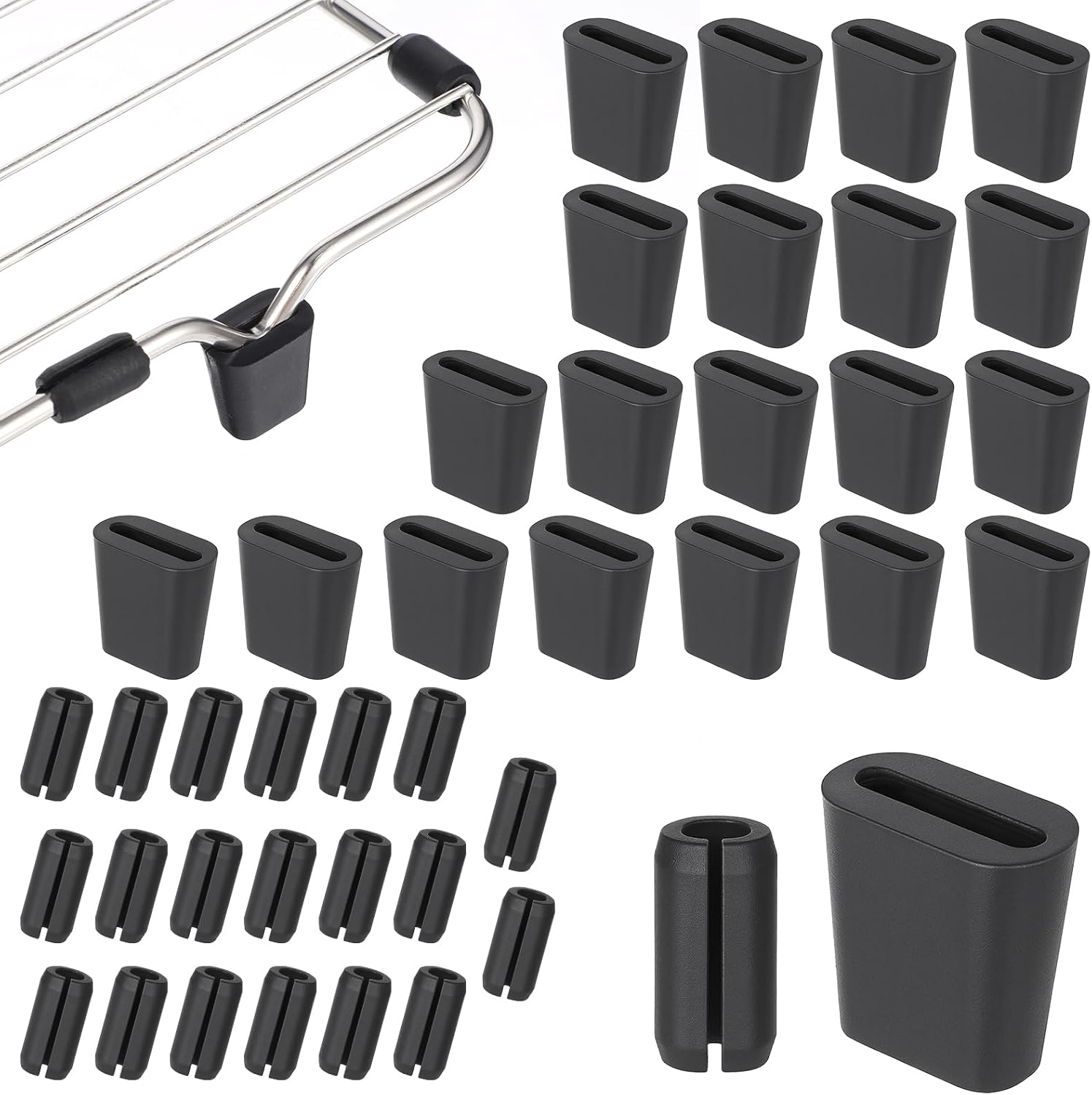 40 PCS Heavy-Duty Kitchen Sink Rack Wire Protective Feet, Rubber Feet for Sink Grid, Non-Slip Bumper Replacement Parts for Sink Grate, Kitchen Wire Protective Rack (Black)