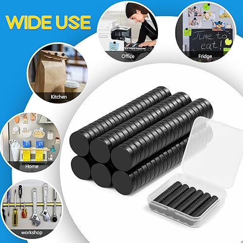 Miniatura 26 de Imanes para refrigerador, 50 unidades, redondos y pequeños, de neodimio de 0.39 x 0.12 pulgadas, para pizarra blanca, manualidades, bricolaje