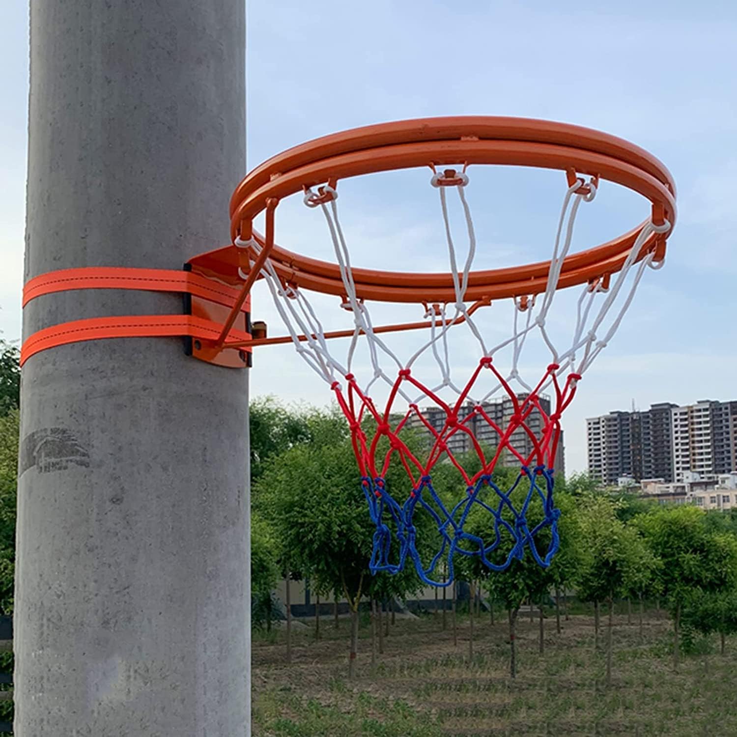 BABYCE Double Ring Basketball Rim with Adjustable Strap, Outdoor Basketball Goals & Hoop for Adults, Teens & Kids Ages 8+ Years Old